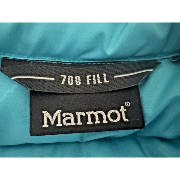Marmot Jacket XL 700-Fill Down Turquoise Blue Quilted Full Zip Pockets Packable - Picture 2 of 15